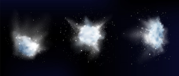 Free vector snow powder white explosion or snowflakes clouds