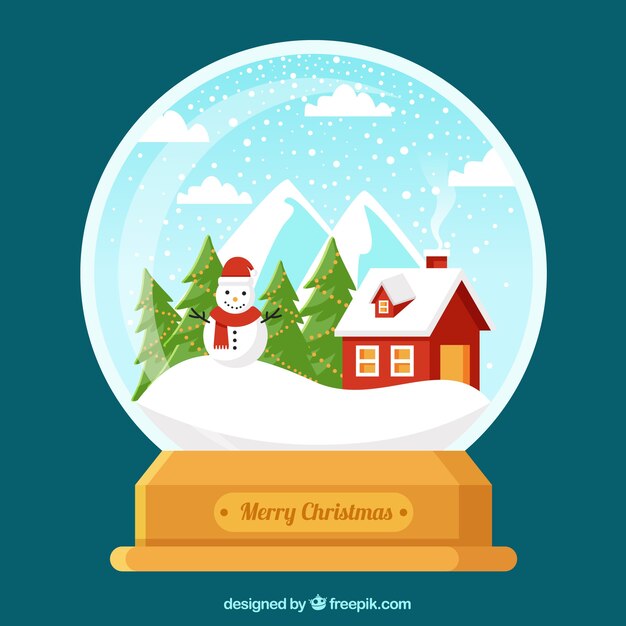 Snowball background in flat design