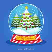 Free vector snowball background with christmas tree