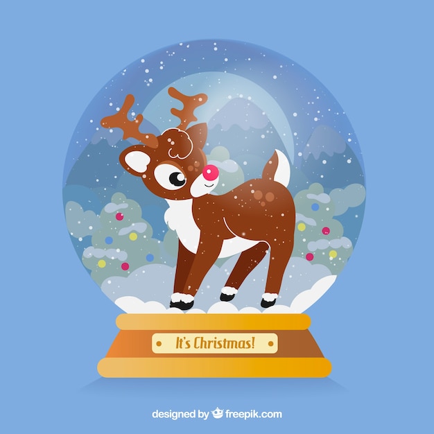 Free vector snowball background with reindeer