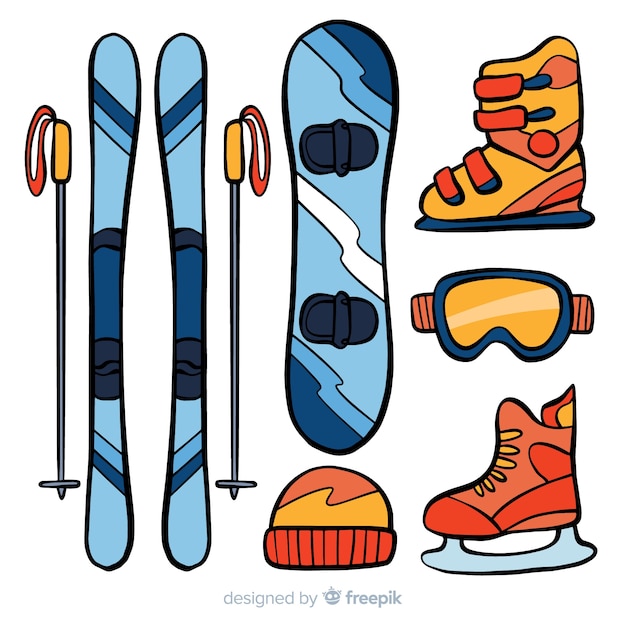 Illustrazione di attrezzature per lo snowboard