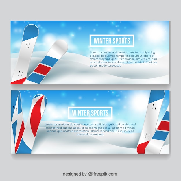 Free vector snowboarding winter sports banners