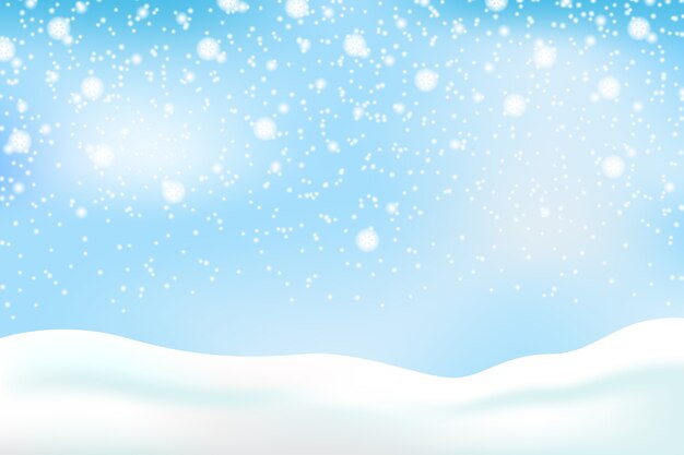 Free vector snowfall background with sky