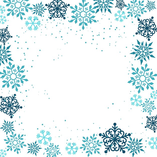 Snowflake border white background flat design