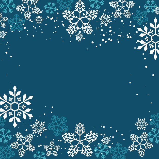 Snowflake frame blue background flat design