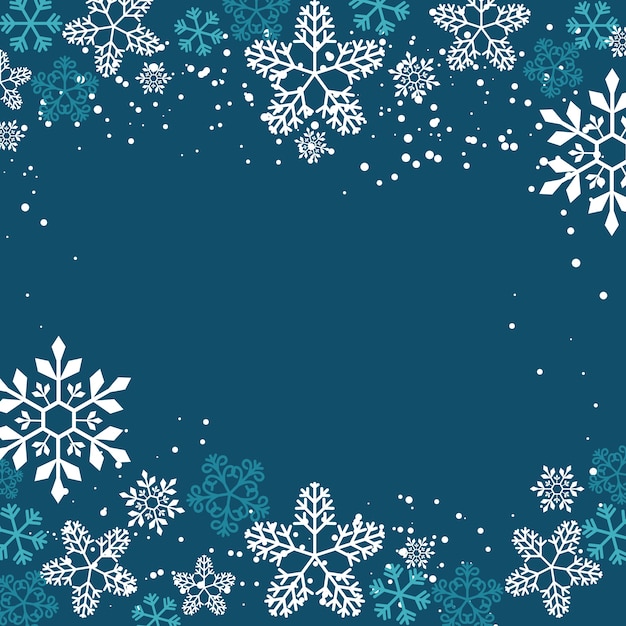 Snowflake frame blue background flat design