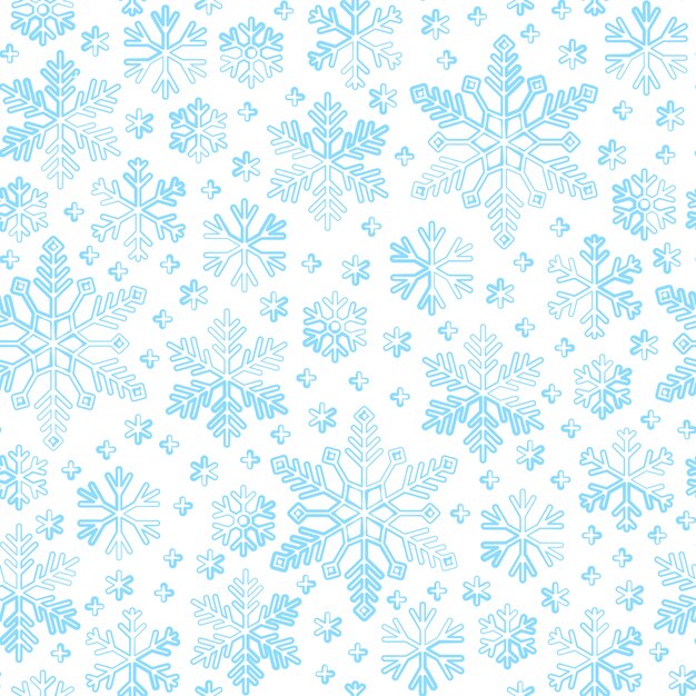スノーフレークシームレスパターン 冬ライン雪背景 ペーパーラップ 生地印刷 壁紙の装飾 プレミアムベクター