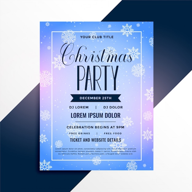 Free vector snowflakes christmas event party flyer template