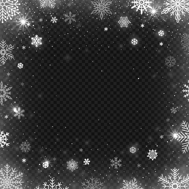 Snowflakes frame background. winter snowed border, frost snowflake and christmas cold blizzard snow