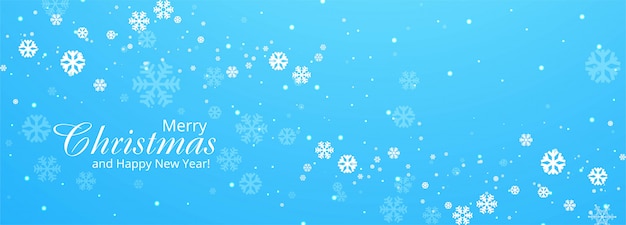 Snowflakes merry christmas card banner blue