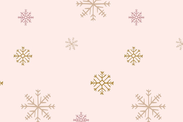 雪片パターンの背景、ピンクのベクトルでクリスマス落書き