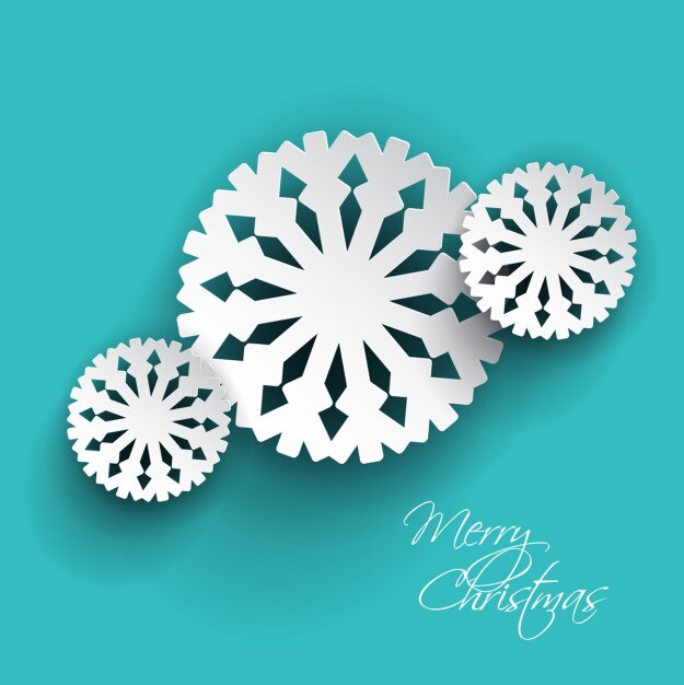 Free Vector snowflakes punched on a turquoise backgrched,ound