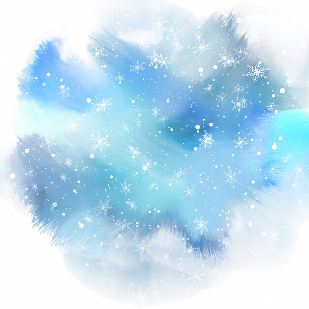 Snowflakes on watercolour background 