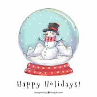 Бесплатное векторное изображение Снеговик фон с ручной обращается снеговик