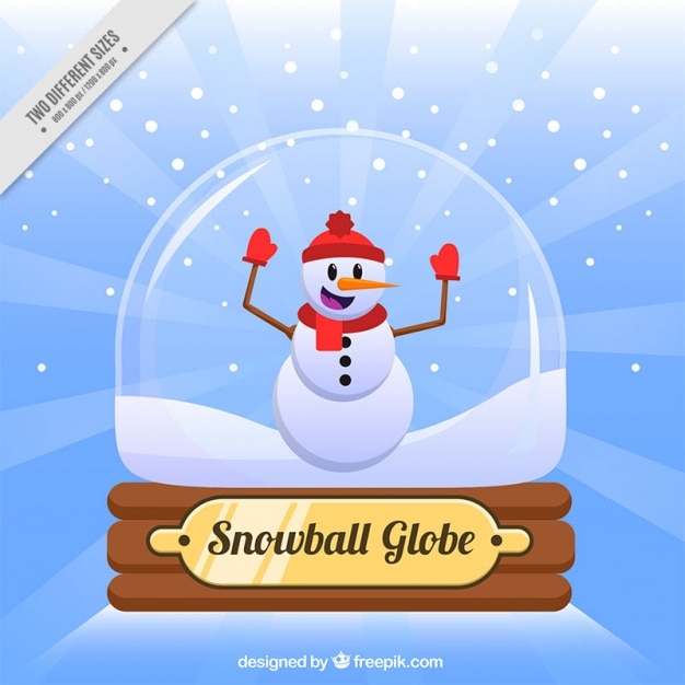 Бесплатное векторное изображение snowglobe фон с снеговика