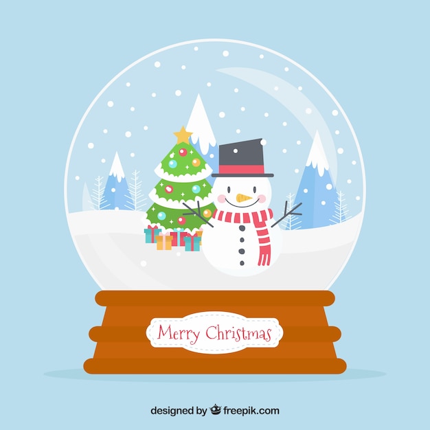 Free vector snowglobe background with snowman