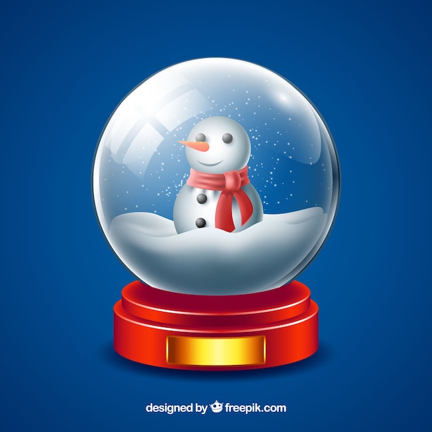 Free vector snowglobe with snowman background