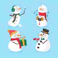 Free vector snowman character collection in flat design