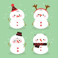 Free vector snowman character collection in flat design