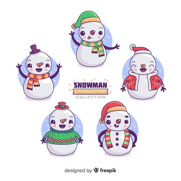 Free vector snowman character collection