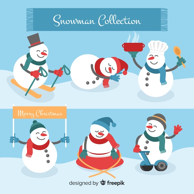 Free vector snowman characters set