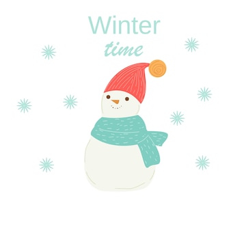 雪だるま​クリスマス​かわいい​冬​の​雪だるま​新年​の​スカーフ​と​帽子​北部​の​漫画​の​キャラクター