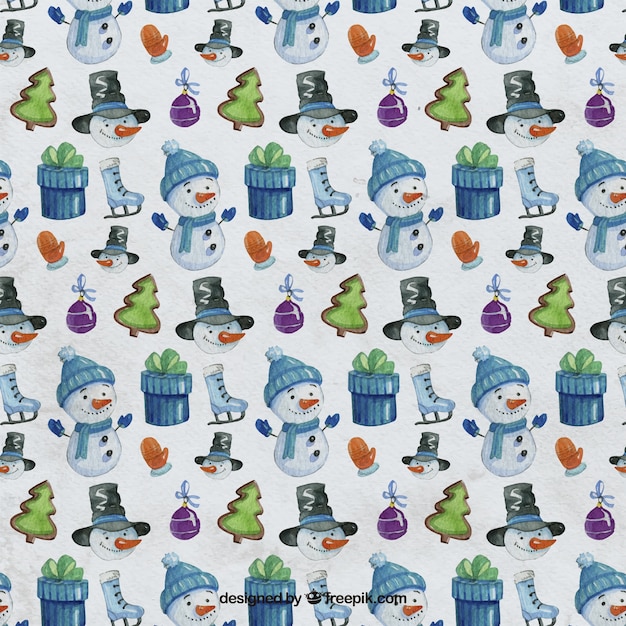 Free vector snowman christmas pattern