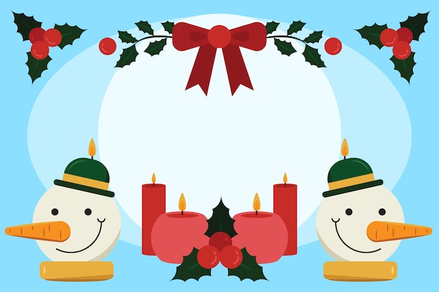 Free vector snowman faces and candles decoration for christmas event