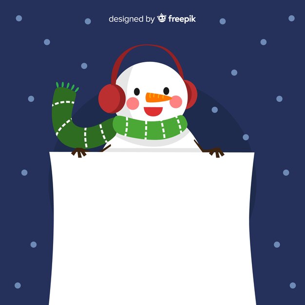 Snowman holding blank sign background