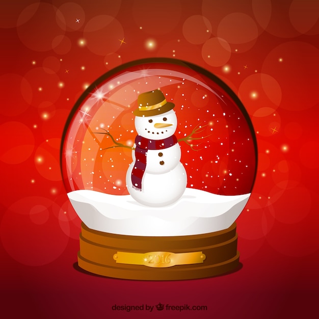 Free vector snowman inside a crystal ball