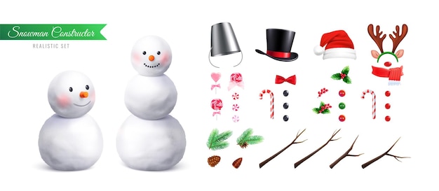 無料ベクター snowmanの現実的なコンストラクター