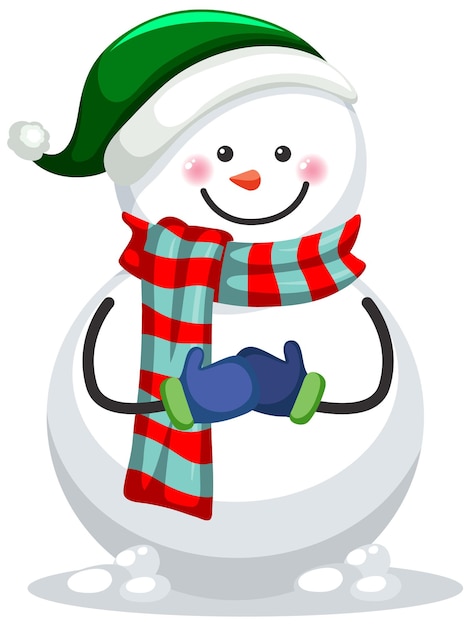 Free vector snowman wearing hat and scarf