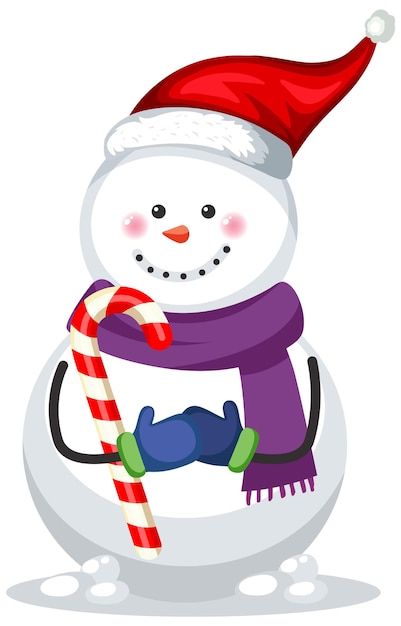 Free vector snowman wearing hat and scarf