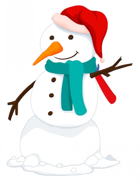 Free vector snowman with hat and scarf