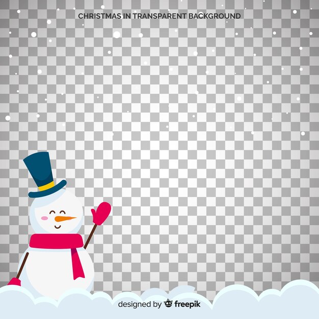 Snowman with top hat and scarf transparent background