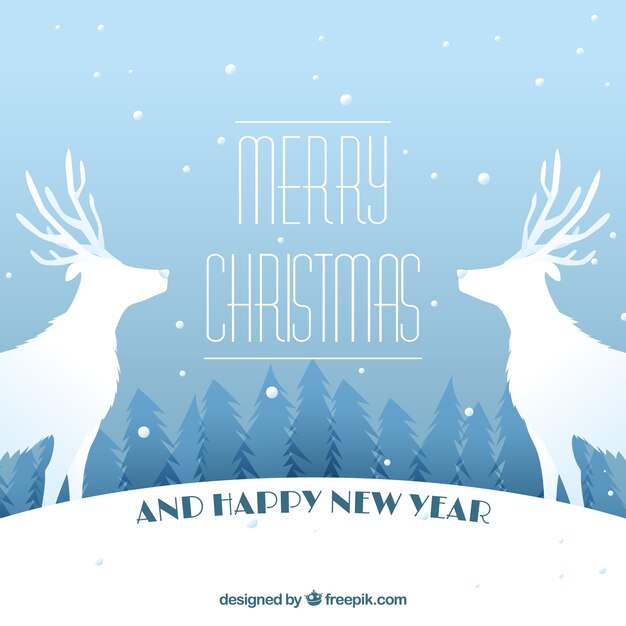 snowy background with reindeer silhouette