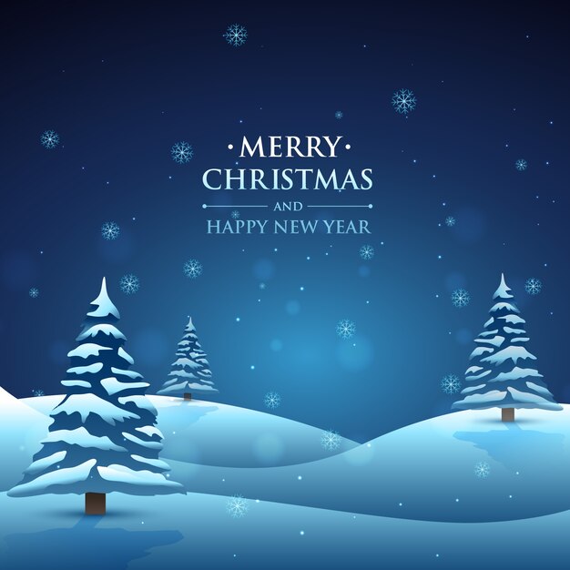 Snowy christmas landscape background