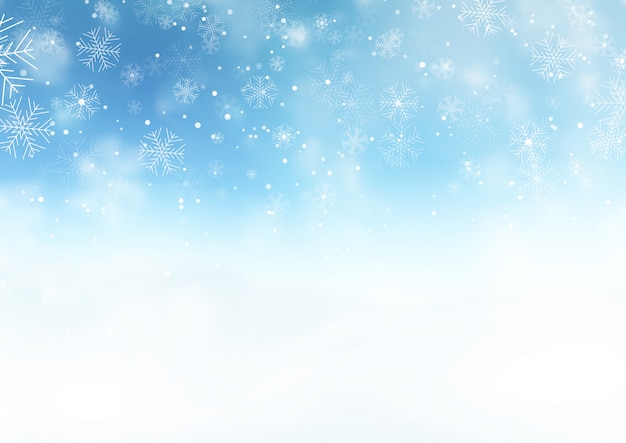 無料ベクター 雪の多いクリスマスの風景