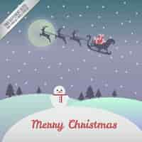 Free vector snowy christmas night background