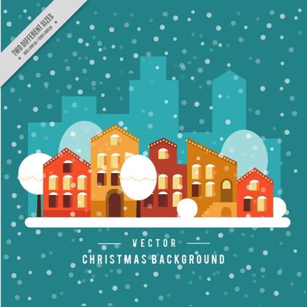 Free vector snowy flat city background