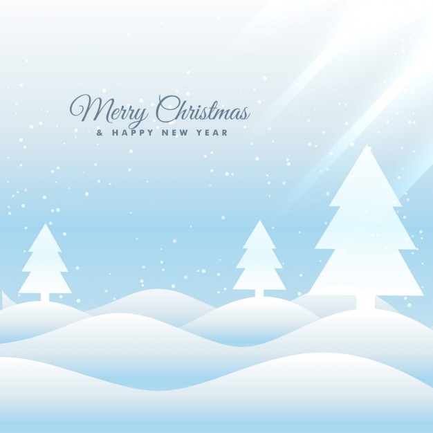無料ベクター 松と雪に覆われた風景クリスマスの背景