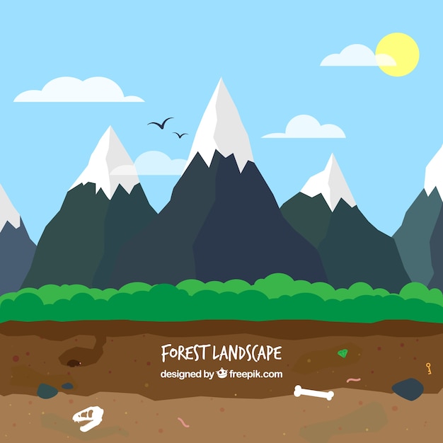 Free vector snowy mountains landscape