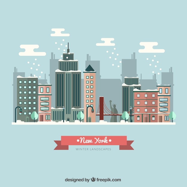 Free vector snowy new york