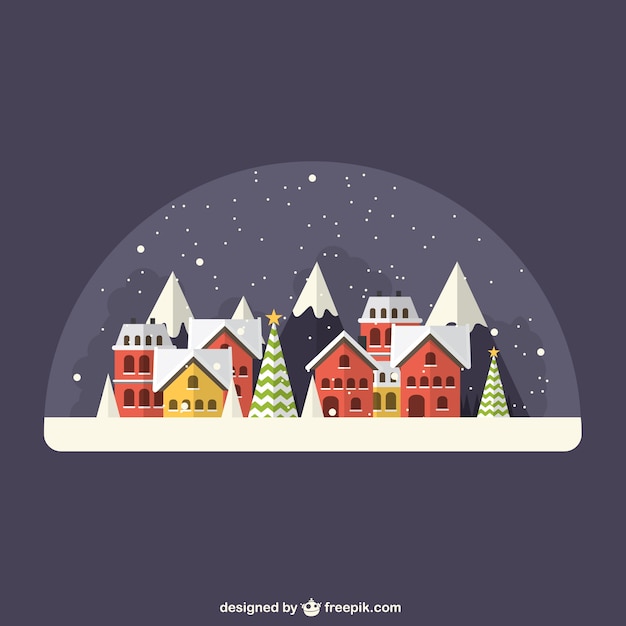 Free vector snowy village inside a crystal ball