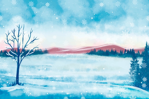 Free vector snowy winter scenery