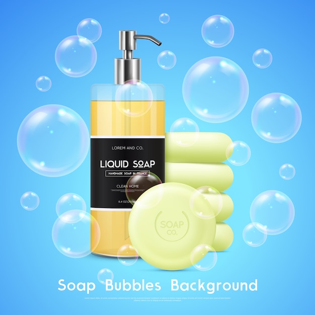 Free vector soap bubbles realistic background poster