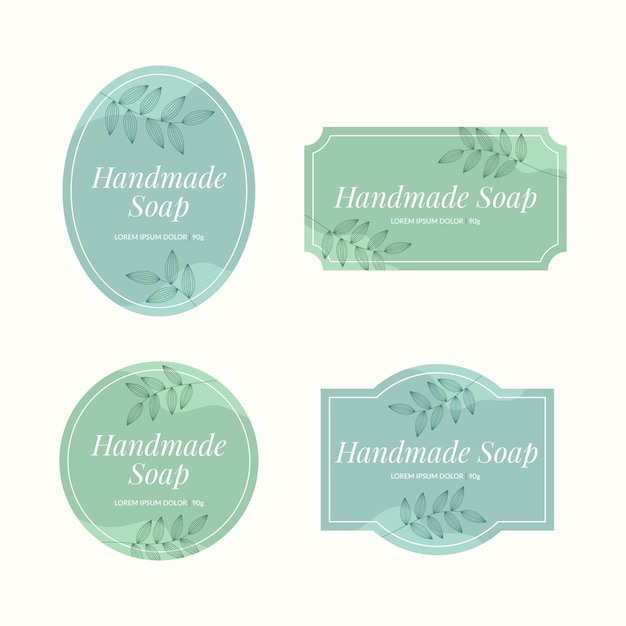 Free vector soap labels with leaves collection