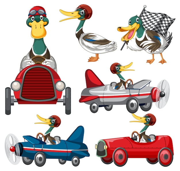 Free vector soapbox derby race concept with ducks