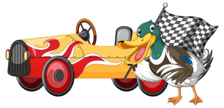 Free Vector soapbox derby race with duck