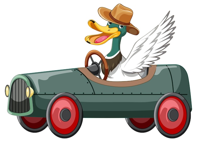 Free vector soapbox derby with duck driving car